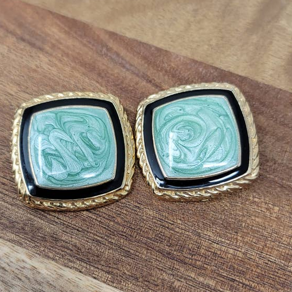 Earrings Women's Clip-on Blue/Gold-Tone/Black